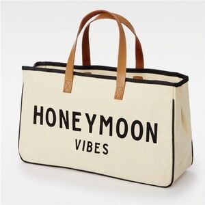 Honeymoon Vibes Cream and Tan Tote Bag